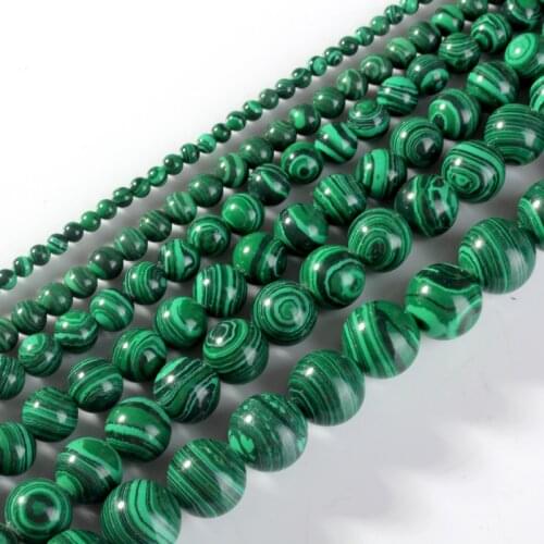 Natural Malachite Stone Beads Green Round Loose Beads 4 6 8 10 12 14mm for Jewelry Bracelet Necklace Making DIY Bead