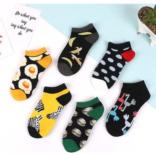 2019 new unisex Harajuku skateboard fashion food pattern socks funny animal print fruit color cotton socks street hip hop socks