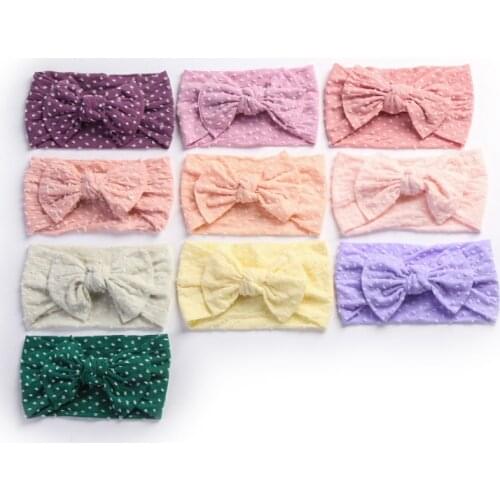 2019 New Nylon Hair Bands Baby Big Bow Soft Headbands Top Knot Elastic Turban Hairband Baby Girl Head Wrap Accessies 24pc/lot