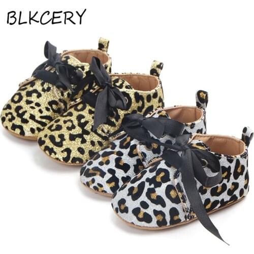 Newborn Baby First Walkers Infant Crib Shoes for Girls Leopard Boots Lace-up Slippers Soft Sole Prewalker Toddler Moccasins Gear