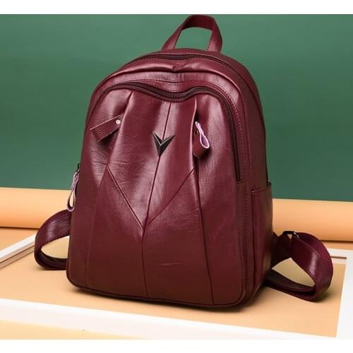 New Women Backpacks Vintage Female Shoulder Bags Multifunction Women Leather Backpack Large Capacity School Bags Travel Backpack
