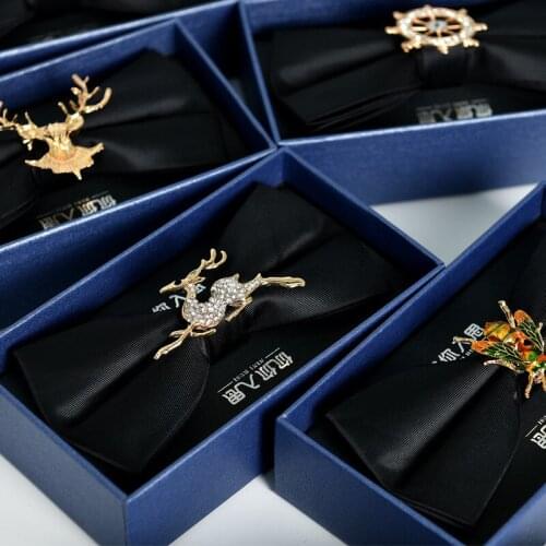 Handmade British Style New Diamond Flower Bow Ties for Men Wedding Groomsman Bowtie Necktie Fashion Clothing Accessories