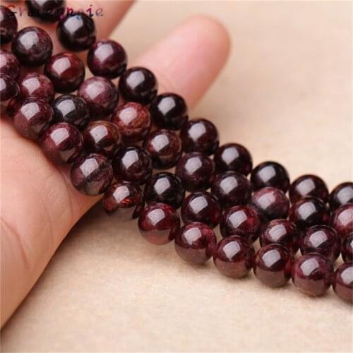 Wholesale Natural Dark Red Garnet Stone Beads Jewelry Making DIY Crystal Bracelet Necklace 3mm 4mm 5mm 6mm 8mm 10mm Strand 15