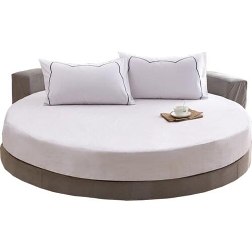 100% Cotton Round Fitted Sheet Romantic Solid Color Round Bed Sheet Bedding Set Mattress Cover Topper 200cm 220cm Themed Hotel