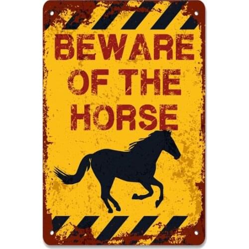 Beware of the Horse Lover Gift Metal Sign Vintage Retro Tin Sign Metal Sign Decor for Garage Home Bar Pub Store Shop Hotel