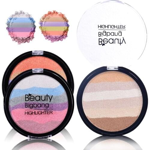 BEAUTYBIGBANG 5 Colors Rainbow Cosmetic Eyeshadow Highlighter Powder Palette Bronzer Contour Soft Mineral Face Makeup Palette