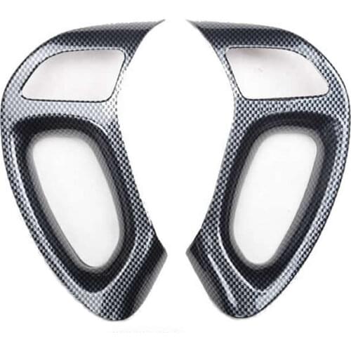 For HYUNDAI IX35 2010-2015 2PCS ABS Car STEERING WHEEL PANEL COVER BADGE INSERT TRIM DECAL CARBON FIBER STYLING ACCESSORIES