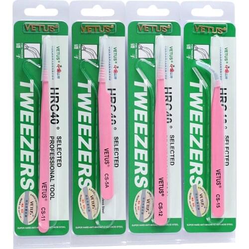VETUS Tweezers for 3D Volume Eyelash Extension Pink Tweezers Makeup Tools