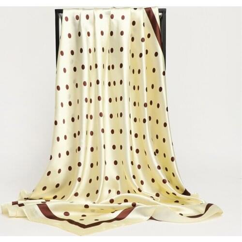 Dot Print Silk Shawl Square Scarf For Women Head Wraps Neckerchief Headband Female Hair Bands Satin Foulard Hijab Bandana 2021