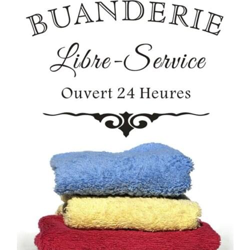 Laundry Room Wall Decal French Quotes Self Serive Sign Removable Vinyl Wall Stickerd Home Decor Clothes Shop Bathroom Y662