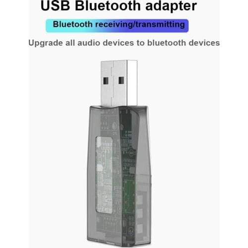 Transparent Universal USB Bluetooth Transmitter Receiver 2-In-1 Bluetooth 5.0 TV Computer Wireless Audio Bluetooth Adapter