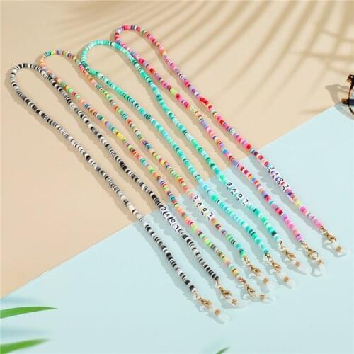 Soft Pottery Bead Mask Lanyards Glasses Chain New Letter Colored Eyeglass Lanyard Neck Strap For Women Men Gift Jewelry YJL9