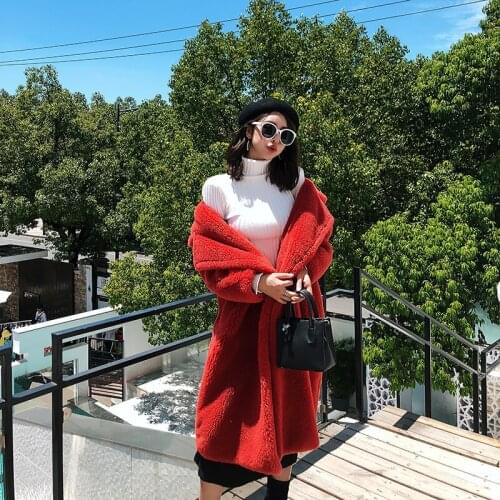 Fur Coat Women Winter Super Warm 100% Wool Outwear Oversized Teddy Bear Icon Coat rf0166