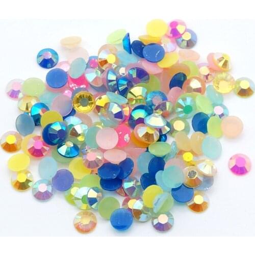 Resin Rhinestones Mixed AB Color 500/1000pcs 2-6mm Round Flatback Non Hotfix Diamonds Appliques For Craft Fabric Wedding Dresses
