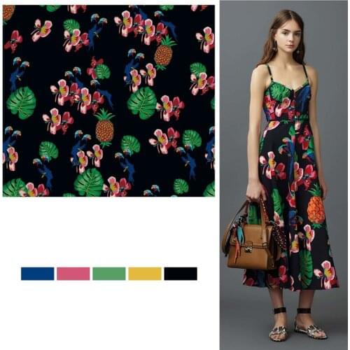 18 styles designer fabric for dress spring European tropical plants hand-painted printing handmade clothing sewing fabric