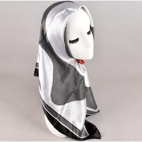 Fal/Win NEW 90cm Abstract geometry Satin square Hairband hijab cool shawl ladies foulard femme headband hair bufanda mujer shawl