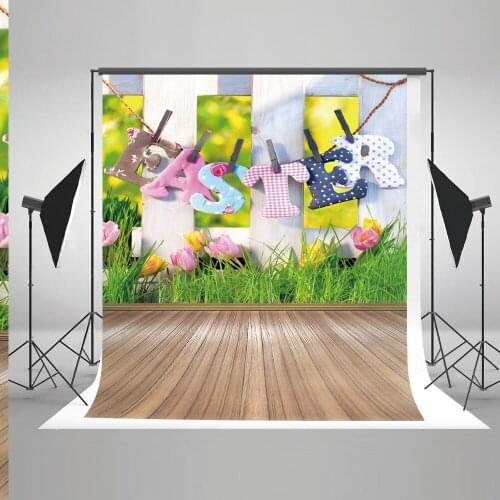 VinylBDS Children Easter Backdrop Photography Spring Flower Photography Backdrop Wooden Floor Photography Backgrounds