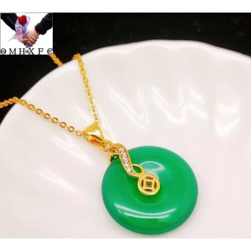 OMHXFC Jewelry Wholesale YM613 European Fashion Woman Party Birthday Wedding Gift Peace Buckle Zircon 24KT Gold Pendant Charm