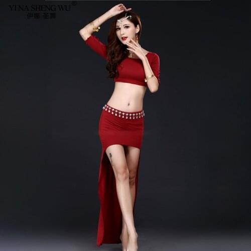 Women Belly Dance Costumes Sets Modal Top+Long Skirt Sexy Oriental Dance Dress Practice Clothing Dancewear Suit Performance Show