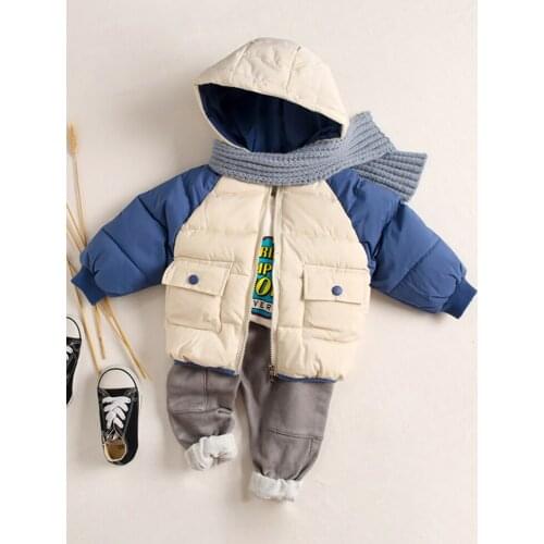 1-5 Years Boy Girls Winter Coat Thicken Cute Outfit Children Clothes Hooded Snow Outerwear Toddler Padded Overcoat Zipper Jacket
