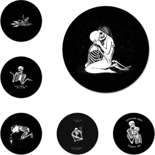 Lovely Skeleton Colourful Style Icons Pins Badge Decoration Brooches Metal Badges For Backpack Decoration 58mm