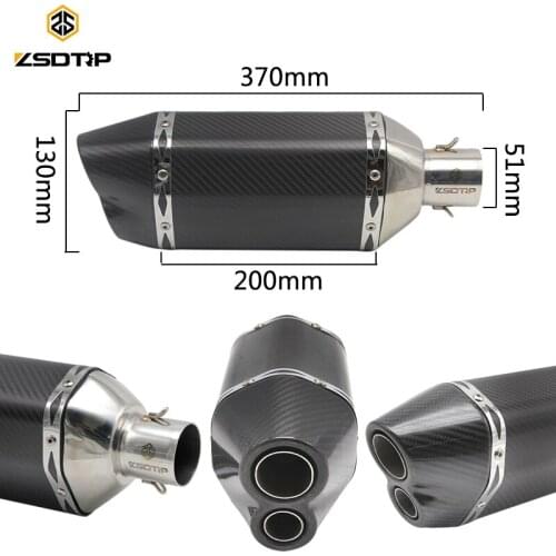 ZSDTRP Real Carbon Fiber Exhaust Pipe Ak Motorcycle Exhaust Pipe Muffler Silencer with DB Killer Bike Racing Z750 Z800