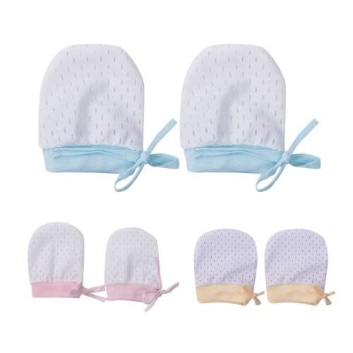1 Pair Of Solid New Newborn Baby Infant Soft Cotton Soft Cute Brief Hand guard Anti Scratch Mittens Ice Silk Gloves