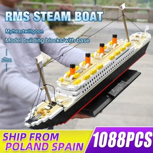 Yeshin 1088PCS Movie Toys The MOC Royal Cruise Steam Ship Model Building Blocks Bricks Kids Educational Toys Christmas Gifts
