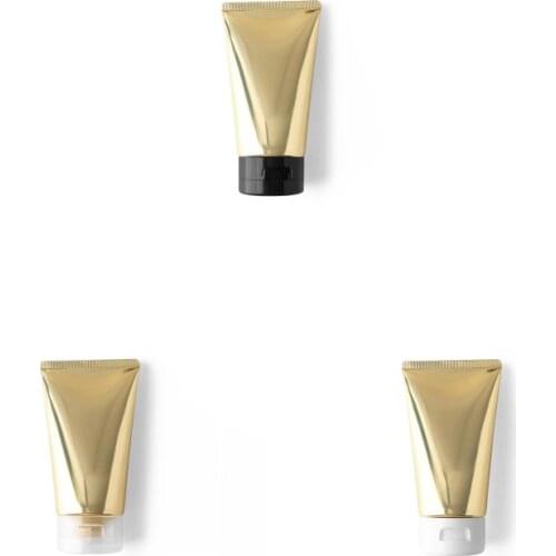 150g 30pcs Gold Soft Tube Facial Cleanser Empty Bottle, Cream Lotion Squeeze Containers For White/Black/Transparent Flip Lids