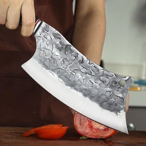 2 Types High Carbon Steel Forged Kitchen Knife Sliced Chopped Meat Cleaver Vegetbale Fruit Cutter for Fish Chicken Knife