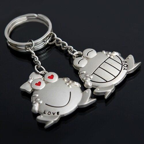 2016 Fashion 1 Pair Love You Big Mouth Frog Key Ring Keychain Keyfob Sweetheart Gift Keyring AS9H