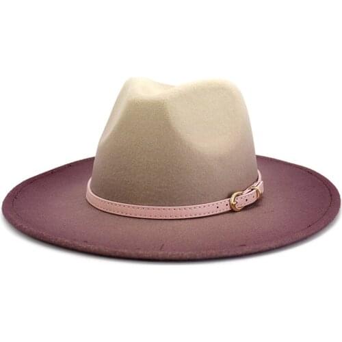 2021 British Classic Painted Woolen Felt Fedora Hat for Women Men Beach Party Church Outdoor Sun Protection Fashionable Caps