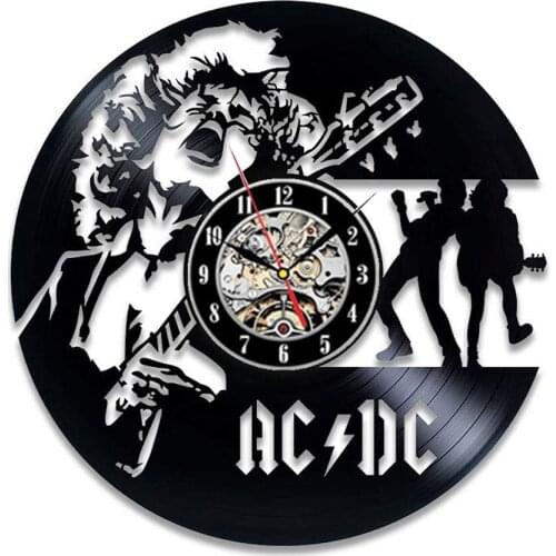 AC DC Vinyl Record Wall Clock Modern Design Music Rock Band Vintage Vinyl CD Clocks Wall Watch Home Decor Gifts for Fans