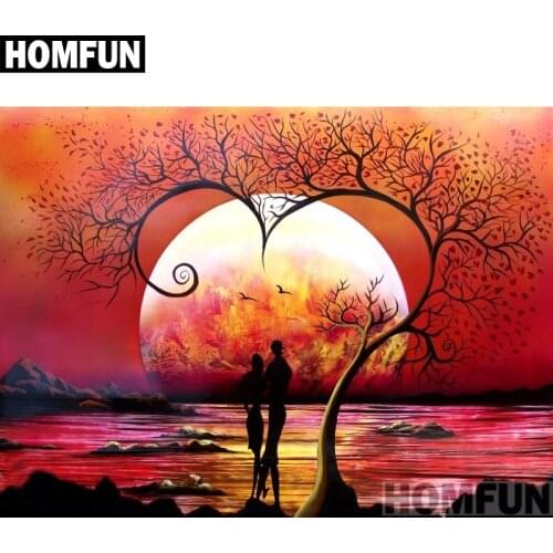 HOMFUN Full Square/Round Drill 5D DIY Diamond Painting "Sunset lover" 3D Embroidery Cross Stitch 5D Home Decor gift A00973