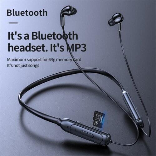Kebidu 2021 Bluetooth 5.1 Headset with microphone HIFI Shock Bass Neck Earphone Stereo Subwoofer Hanging large capacity Headphon