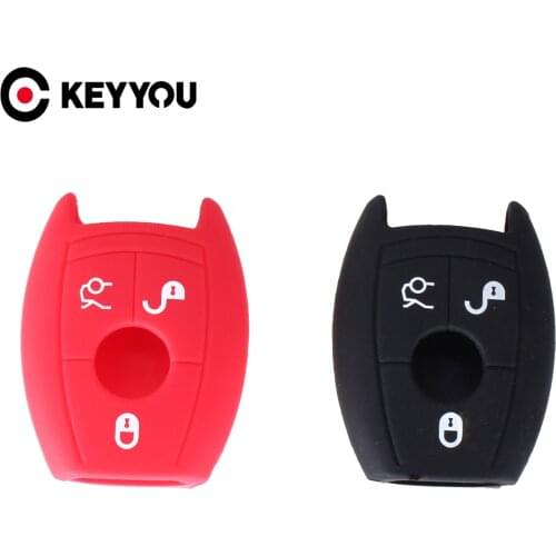 KEYYOU 3 Buttons For MERCEDES BENZ C CL CLK E GL G M S SLK CLASS Remote Key Case Silicone Cover Shell Key Fob Bag