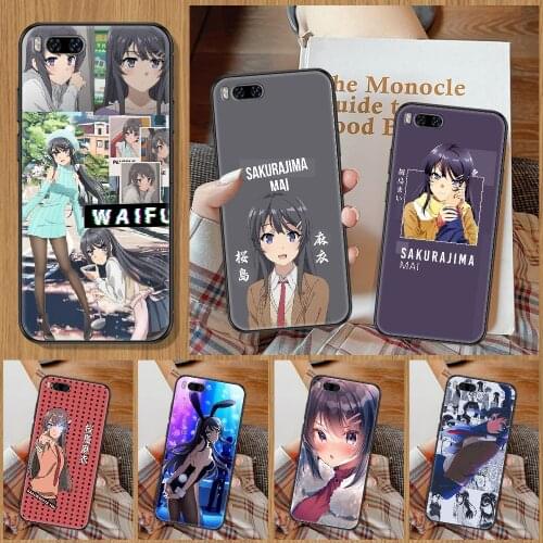 Anime Girl Mai Sakurajima Phone Case For Xiaomi Mi Note 8 9 10 11 9T 10T A3 Lite Pro Ultra black soft cell cover art back