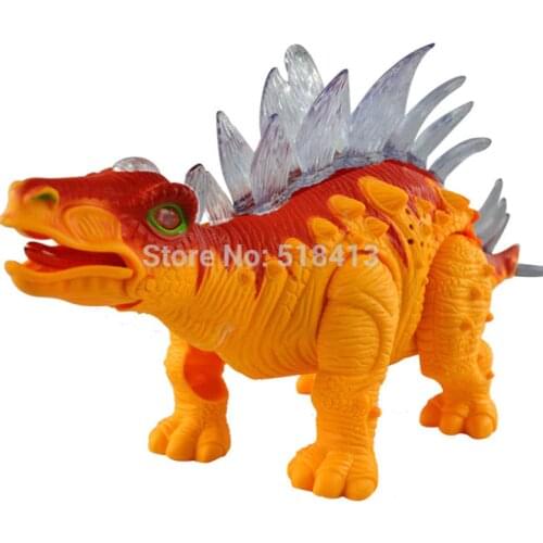 Dinosaur Electric Simulation Stegosaurus Can Walk Hair Voice Flash Educational Learning Toys Ready-to-go Battery Operated Unisex