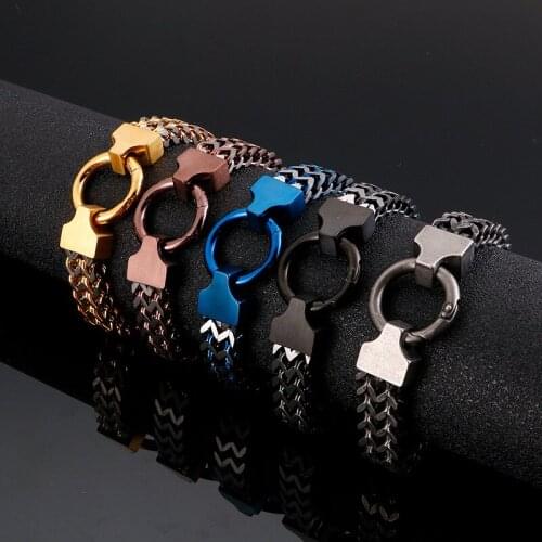 European and American mens stainless steel keel bracelet multicolor jewelry