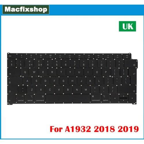 Laptop A1932 UK English Keyboard For MacBook Air 13 inch Retina UK A1932 Keyboards Backlight 2018 2019 Year EMC 3184 Tested Work