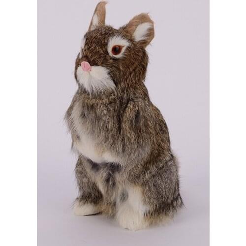 Brown simulation rabbit toy polyethylene&furs squating rabbit model gift about 16x10x24cm 1521