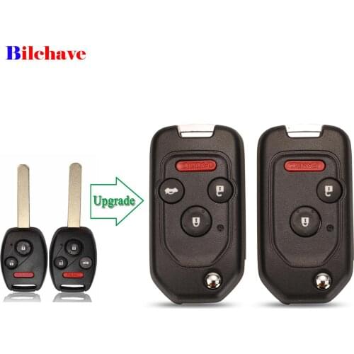 Bilchave Modified For Honda Accord Civic 2006-2011 CRV 2018 Pilot FOB 3/4 Buttons Flip Remote Car Key Shell With Button Pad