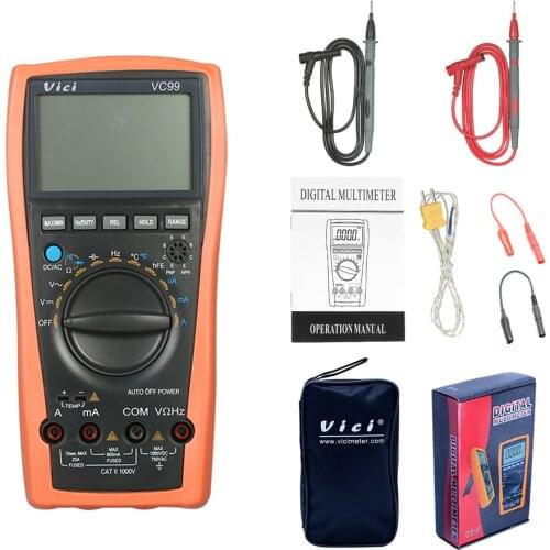 VC99 VC97A New VC97 1000V Digital Multimeter DC AC Auto Range DMM Temperature Current Meter Capacitance Resistance Diode