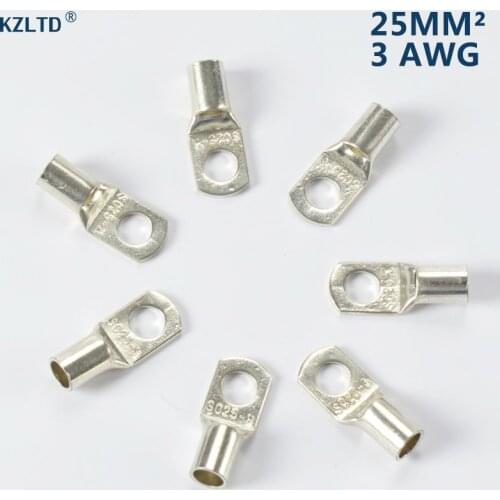 Lot of 20 Tinned Copper Cable Lugs Compression Connector Type 25mm 3 AWG M8 Stud Retail / Wholesale SC25-8