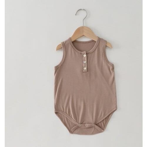 New Summer Baby Boy Girl Sleeveless Bodysuit Solid Color Modal Soft Breathable Romper Jumpsuit Unisex Infant Clothing Outfit