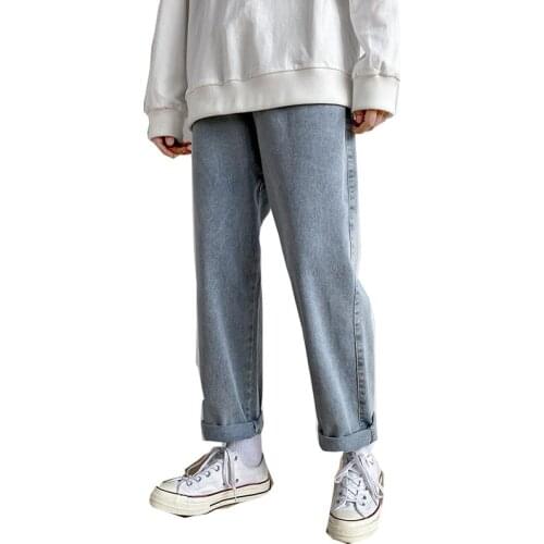 2021 spring and summer new wild simple wide-leg straight washed casual pants jeans