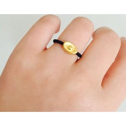 New Arrival 24K Yellow God 3D Craft Yuanbao Braided Ring Size 6