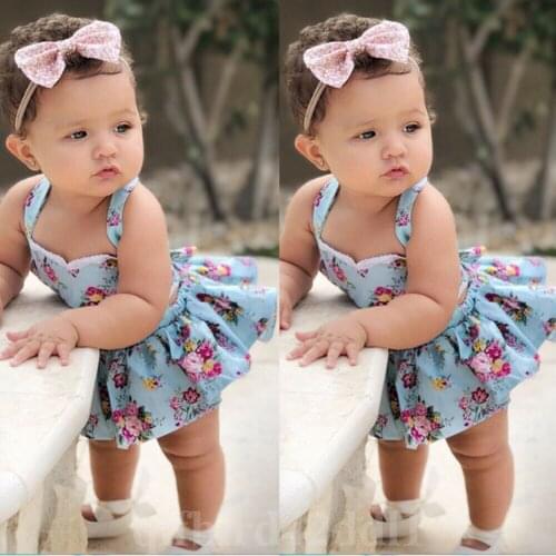Summer Newest Sweet Kid Baby Girls Newborn Cotton Flower Sleeveless Bodysuits Summer Princess Cute Baby Girls Party Cute Outfits