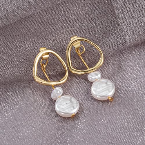 New Fashion Vintage Geometric Earrings For Women Metal Acrylic Hanging Earrings 2021 Trend Female Gold Pendant Statement Jewelry