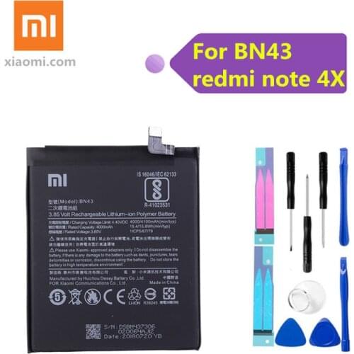 Xiao Mi Original Replacement Phone Battery For Xiaomi Redmi Note 4X / Note 4 global Snapdragon 625 4000mAh BN43 Phone Battery